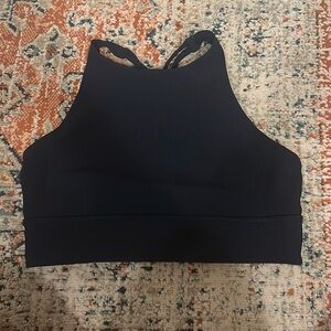 lulumemon high neck ribbed bra, size 10 navy blue